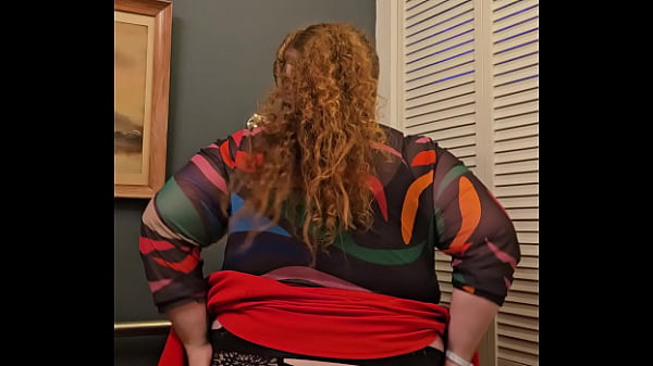 Horny bbw secretary flashes tits and panties